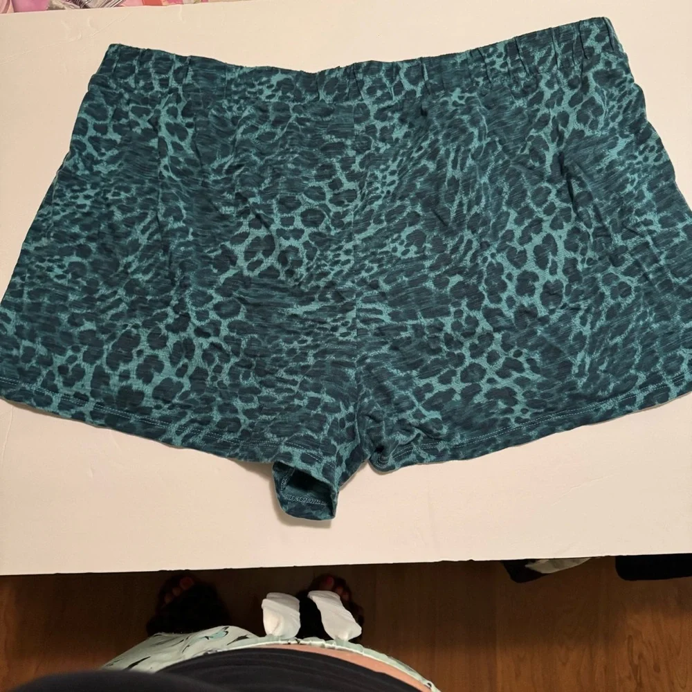 TORRID Sleep Teal Leopard Fare Print Turquoise Shorts women's size 2X (Torrid 2)